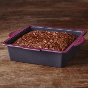 Trudeau - Structure Silicone Square Cake Pan, Grey/Fuchsia 8" x 8"