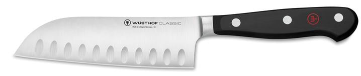 Wusthof - Classic Santoku Knife, Straight, Granton Blade,5.5 ", Black