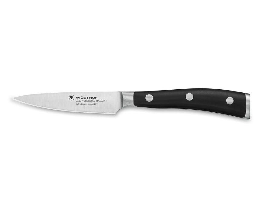 Wusthof - Ikon Paring Knife, Straight, Spear Tip, 3.5", Black