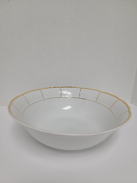 Vikko Luxe - Menuet , White, Gold Band, 10'' Serving Bowl