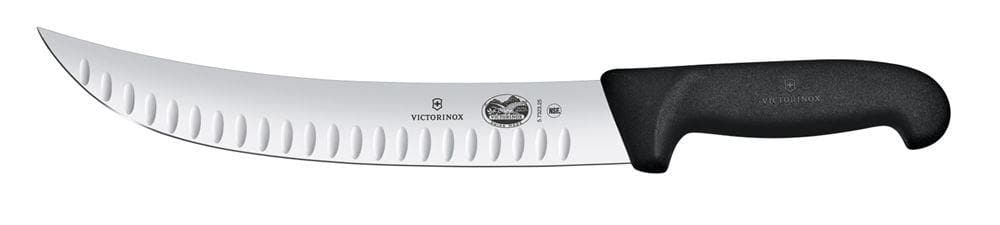 Victorinox - Fibrox Pro Cimeter Knife, Granton Edge, Curved, Narrow Blade, 10", Black