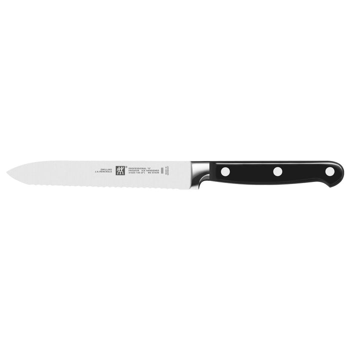 Zwilling - Professional ",S", Utility knife, Serrated, Spear Tip, 5", Black