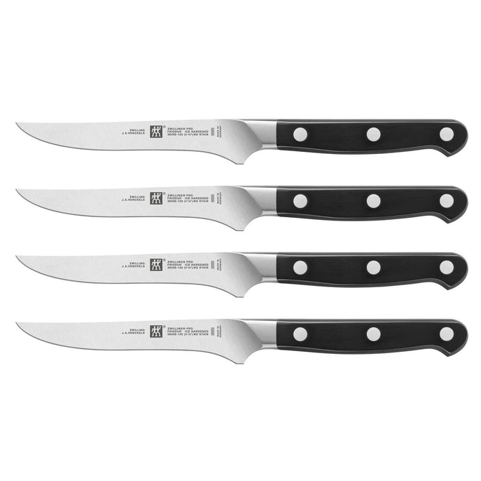 Zwilling - Pro, Steak Knive set, Straight, Spear Tip, 4 Pc, 4.7", Black