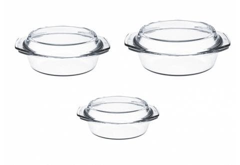 Simax - 6 Piece Casserole Set, Includes 1 Qt, 1.5 Qt, 2 Qt, With Glass Lids, Lid Capacity 0.5 Qt, 0.65 Qt, 1 Qt