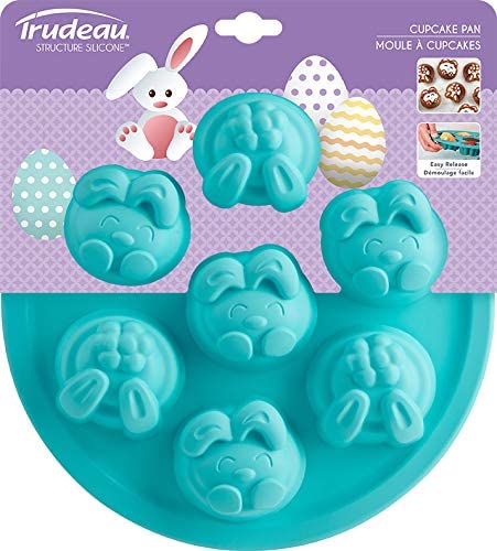 Trudeau - Silicone Bunny Cupcake Pan, Blue 9"