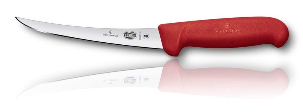 Victorinox - Fibrox Pro Boning Knife, Curved Semi Stiff Blade , 6", Red