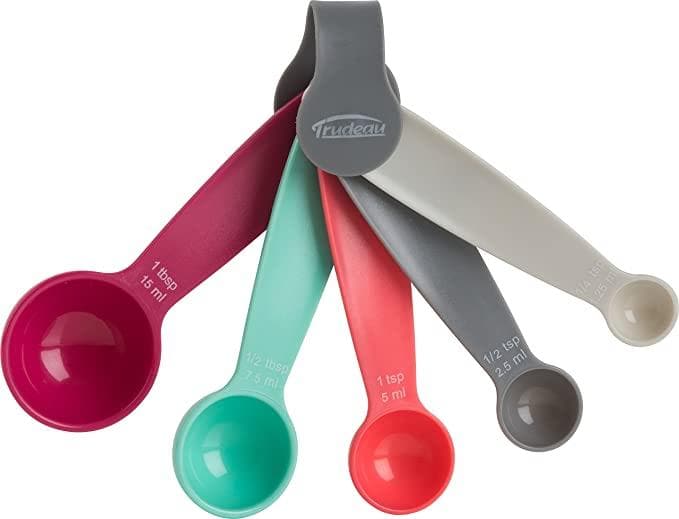 Trudeau - Measuring Spoons, Asst Colors, 1/4, 1/2, 1 tsp, and  1/2, 1 tbsp