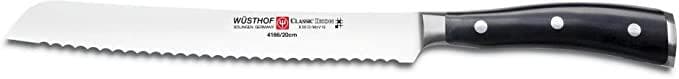 Wusthof - Ikon Bread knife, Serrated, Slanted Tip, 8", Black