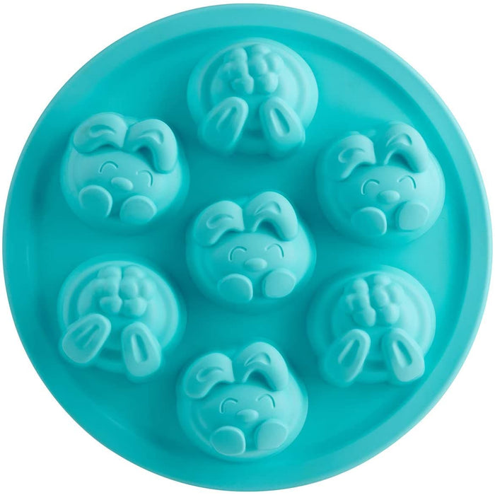 Trudeau - Silicone Bunny Cupcake Pan, Blue 9"