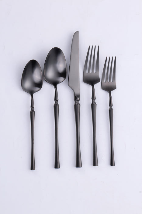 Vikko Dine - Irene, Brushed Full Black, 18/10 Flatware, 20 Pc Set, Setting For 4 