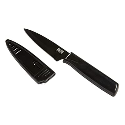 Kuhn Rikon - Colori Paring Knife, Straight, Non Stick, Safety Cover, 4", Black