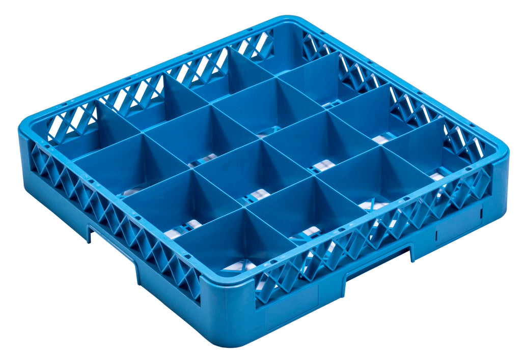 Castro - 16 Compartment Glass Rack Base, Blue,  Compartment size 4.5 , Rack Dimensions 19.5,  H  4