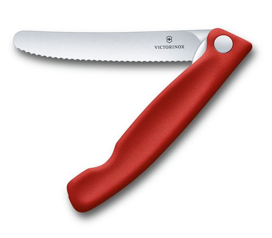 Victorinox - Swiss Classic Foldable Paring Knife, Serrated Edge, Red