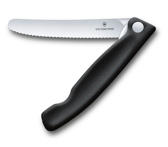 Victorinox - Swiss Classic Foldable Paring Knife, Serrated Edge, Black