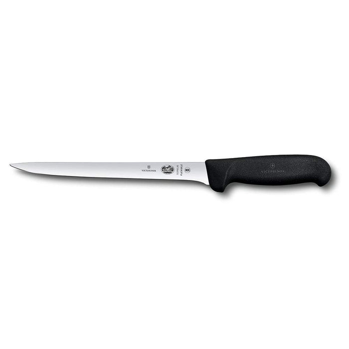 Victorinox - Fibrox Pro Filleting Knife, Straight, Flexible Blade, 8" Black