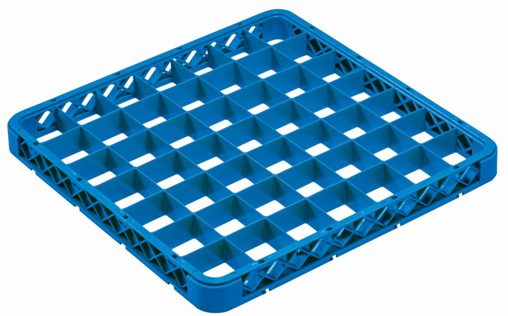 Castro - 49 Compartment Glass Rack Extenter, Blue Compartment size 2.5 Rack Dimensions 19.5,  H  4