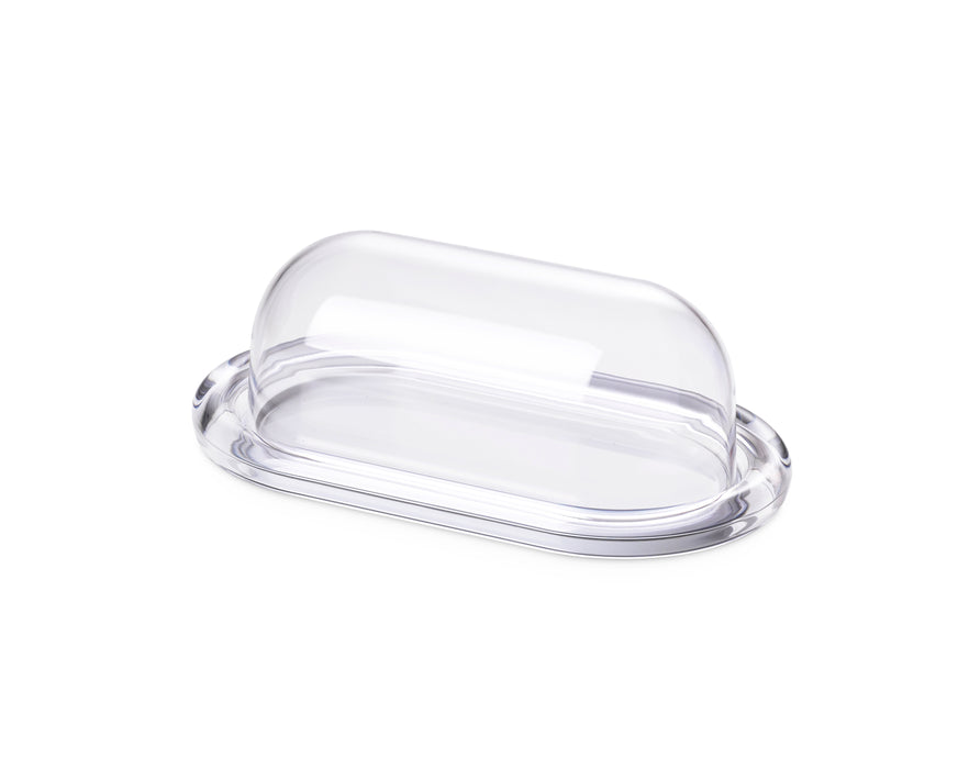 Omada - Crystal, White Acrylic Butter Dish With Tray And Dome, 8.27'' X 4.72'' X 3.15'' h