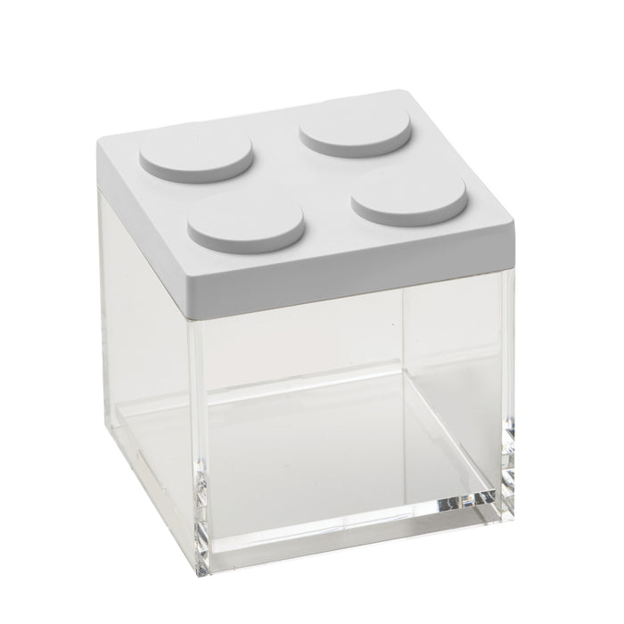 Omada - Brickstore, White Lego Acrylic Food Storage Container, 17 Oz 4" X 4.13" h