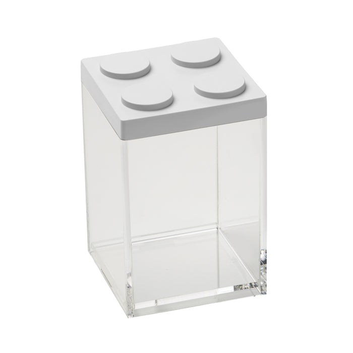 Omada - Brickstore, White Lego Acrylic Food Storage Container, 50 Oz 4'' X 6.10''h