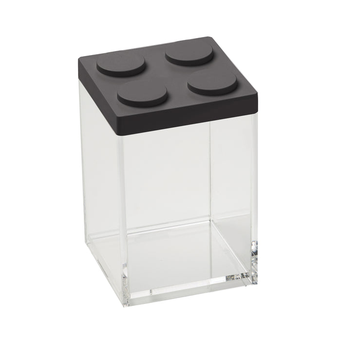 Omada - Brickstore, Black Lego Acrylic Food Storage Container, 50 Oz 4'' X 6.10''h