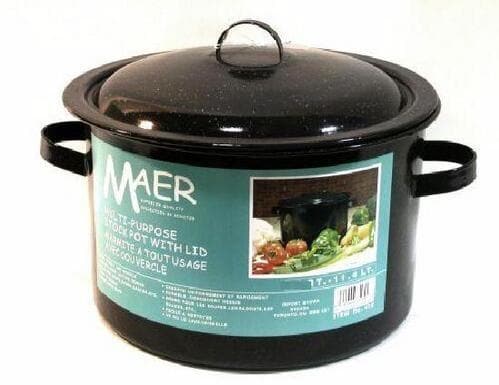 Maer - Enamel Stock Pot With Lid, 21 Qt