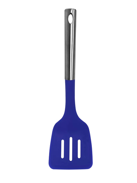 Millvado - Nylon Utensils SS Handle, Slotted Turner,  Blue,13.5''