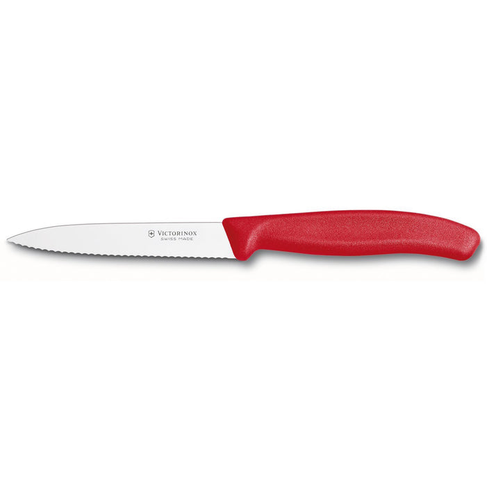 Victorinox - Swiss Classic Paring Knife, Serrated, Spear Tip, 3.25", Red