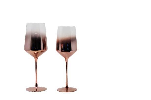 Vikko Decor - Rose Gold Ombre, Hand Blown, Water Glass, 15 Oz