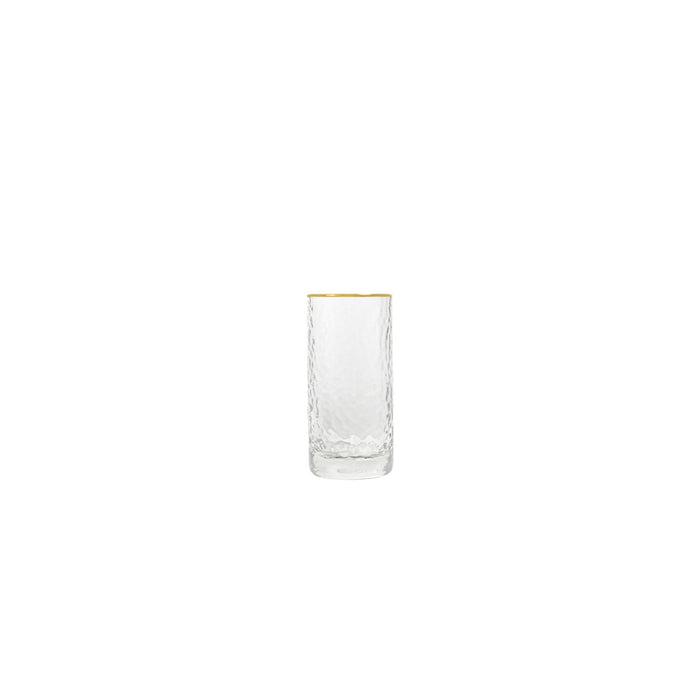 Vikko Decor - Gold Rim, Hammered Highball Glass, 10 Oz