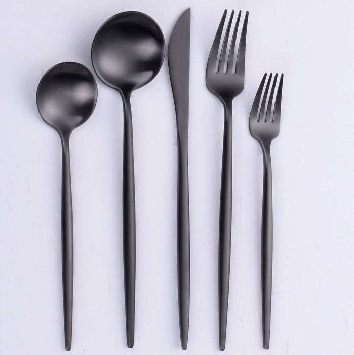 Vikko  Dine - Vera, Brushed Full Black, 18/10 Flatware, 20 Pc Set, Setting For 4