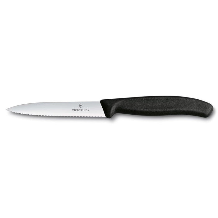 Victorinox - Swiss Classic Paring Knife, Serrated, Spear Tip, 3.25", Black