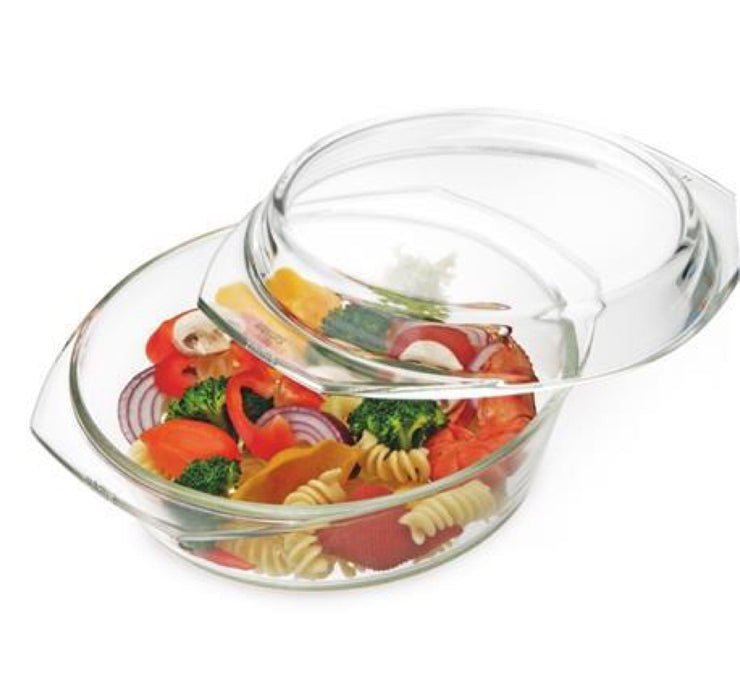 Simax - Round Tampered Glass Casserole W/ Lid, 12.25 In/3.6 Qt