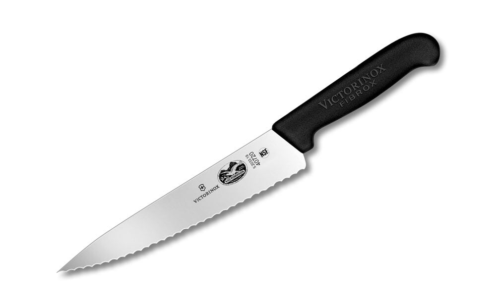 Victorinox - Fibrox Pro Chef Knife, Serrated, 7.5", Black