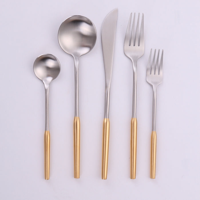 Vikko Dine - Arlington, Brushed Gold And Silver, 18/10 Flatware, 20 Pc Set, Service For 4