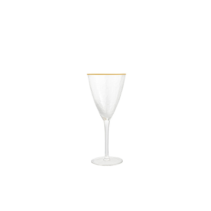 Vikko Decor - Gold Rim, Hammered Wine Glass, 11.5 Oz