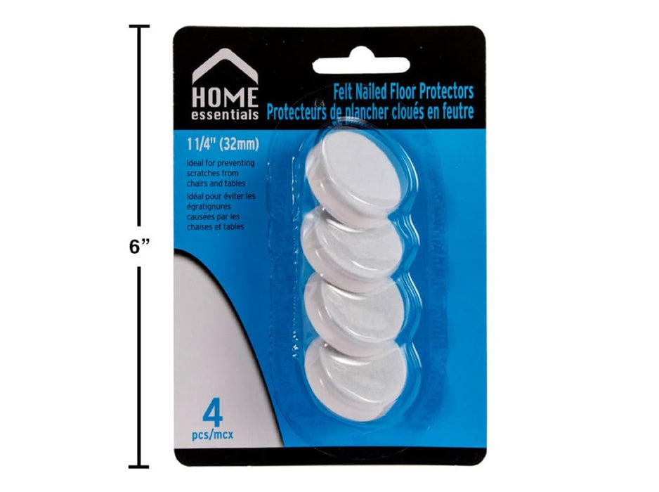 Home Essentials - Nail On Felt Floor Protectors 1.25'' White 4-Pc