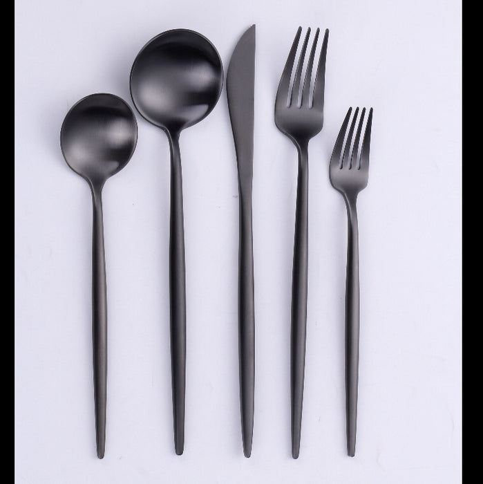 Vikko  Dine - Vera, Brushed Full Black, 18/10 Flatware, 20 Pc Set, Setting For 4