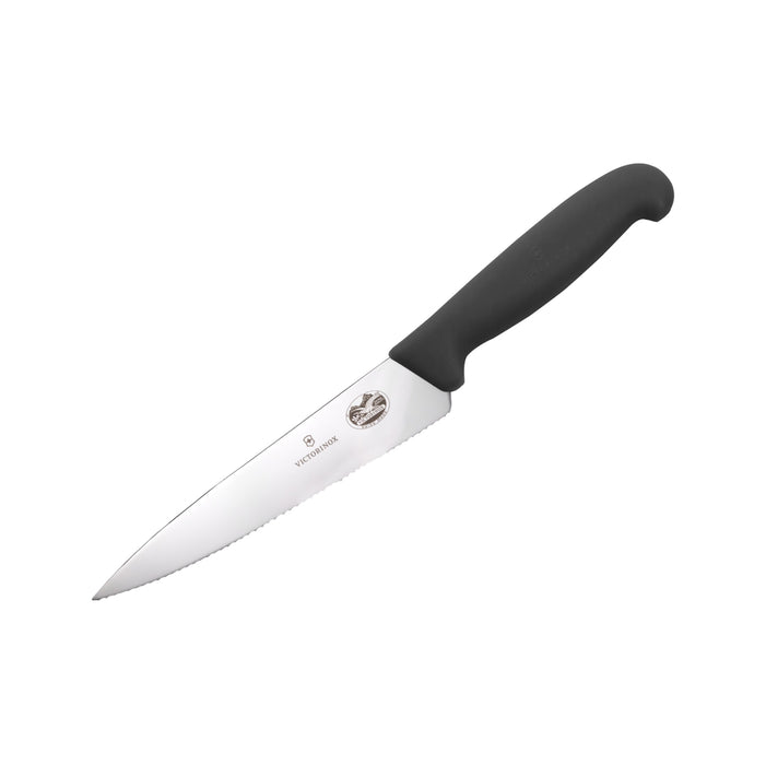 Victorinox - Fibrox Pro Chef Knife, Serrated, 6", Black