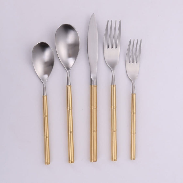 Vikko Dine - Sage, Brushed Gold And Silver, 18/10 Flatware, 20 Pc Set, Service For 4