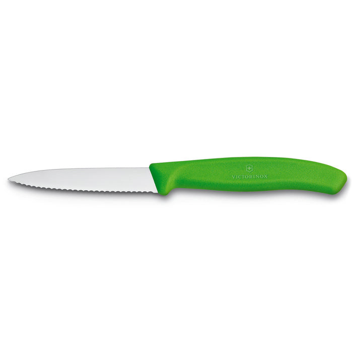 Victorinox - Swiss Classic Paring Knife, Serrated, Spear Tip, 3.25", Green