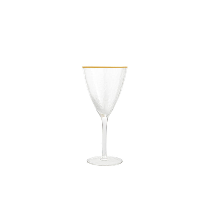 Vikko Decor - Gold Rim, Hammered Water Glass, 13 Oz