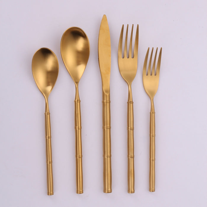 Vikko Dine - Sage, Brushed Full Gold, 18/10 Flatware, 20 Pc Set, Service For 4