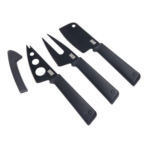 Kuhn Rikon - Colori Non Stick Cheese Knife Set with Safety Sheaths, Set of 3, Black