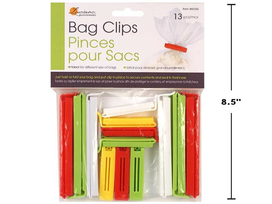 Luciano - Bag Clips, 13-Pc, 4 Colors, Red, Green,Yellow & White